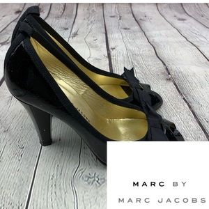Marc Jacobs  Peep Toe Heels with Black Bows